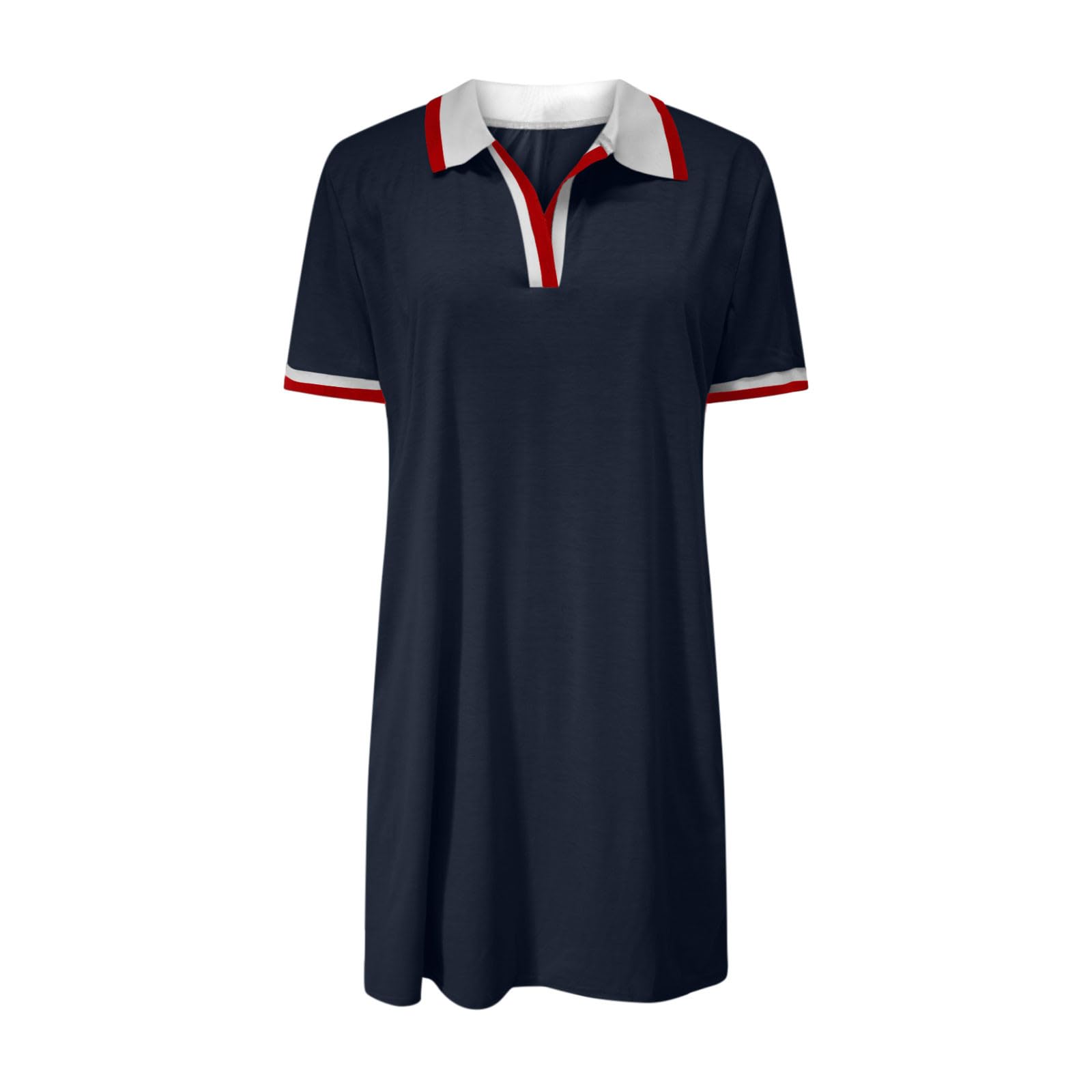 Robe polo pour femme - Mini robe d'été à revers - Longueur genou - Manches courtes - Couleur unie - Robe de golf courte avec poches - Légère et confortable - Robe de sport - Robe de tennis
