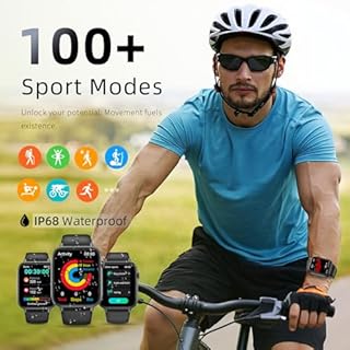 Smartwatch Herren Damen, 1,85" HD Touchscreen Smart Watch mit Telefonfunktion, 113+ Sportmodi Sportuhr mit Schrittzähler/Herzfrequenzmonitor/Schlafmonitor, IP68 Wasserdicht Fitnessuhr für iOS Android