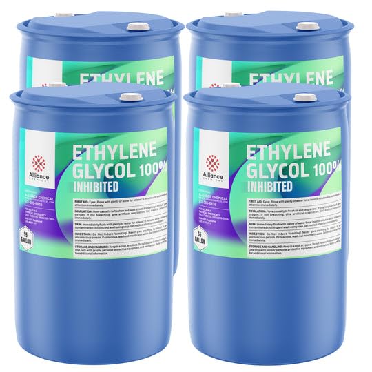 100% Ethylene Glycol Inhibited - 4 x 55 Gallon Drums - Superior Heat Transfer, Corrosion Protection, Anti-Freeze Applications
