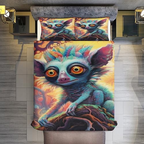 Housse de couette lémurien king size en microfibre premium douce et résistante