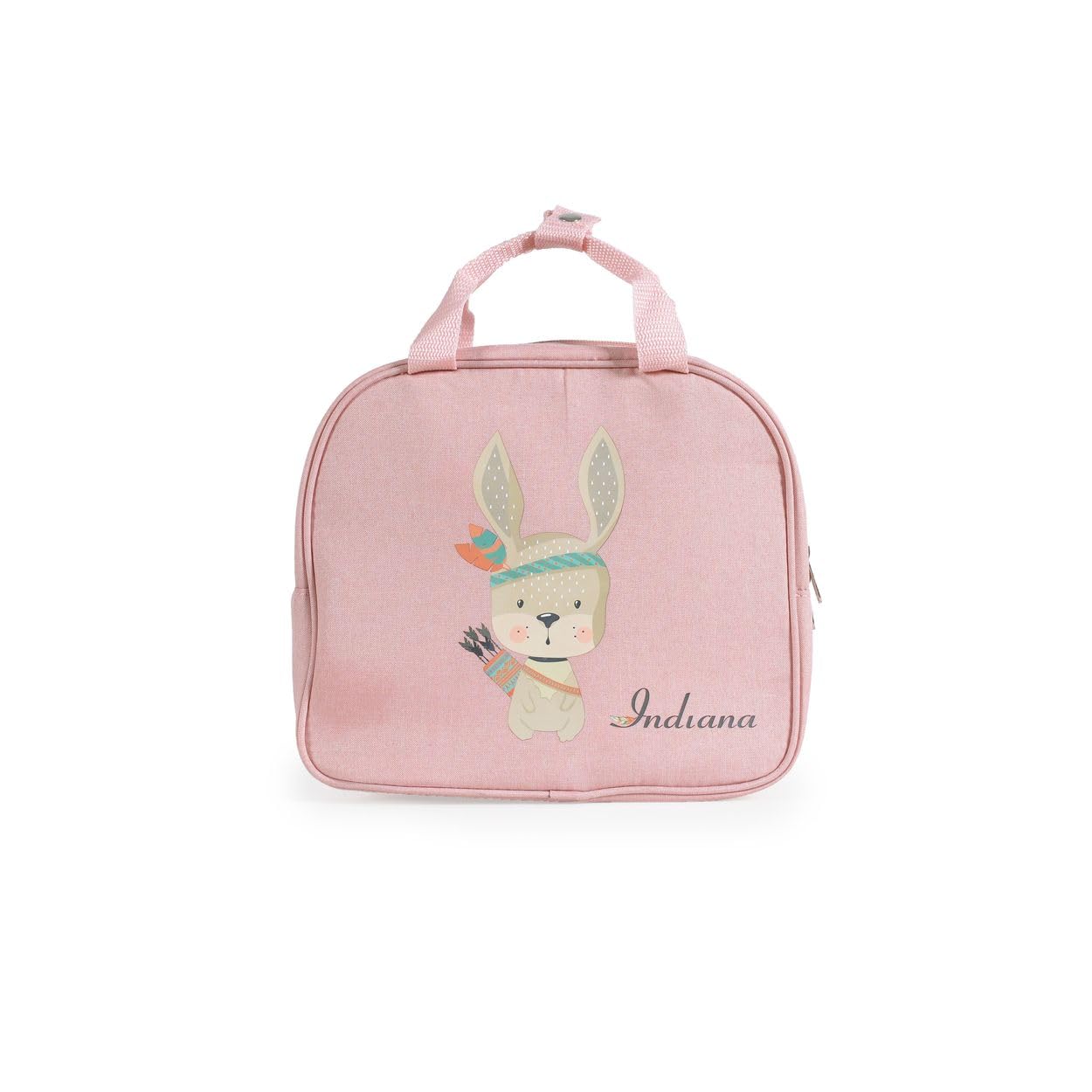 Cangaroo Indiana Camping Kinderbett, mit Musikmobil mit 4 Kuscheltieren, Organizer und eine Tragetasche, Rosa