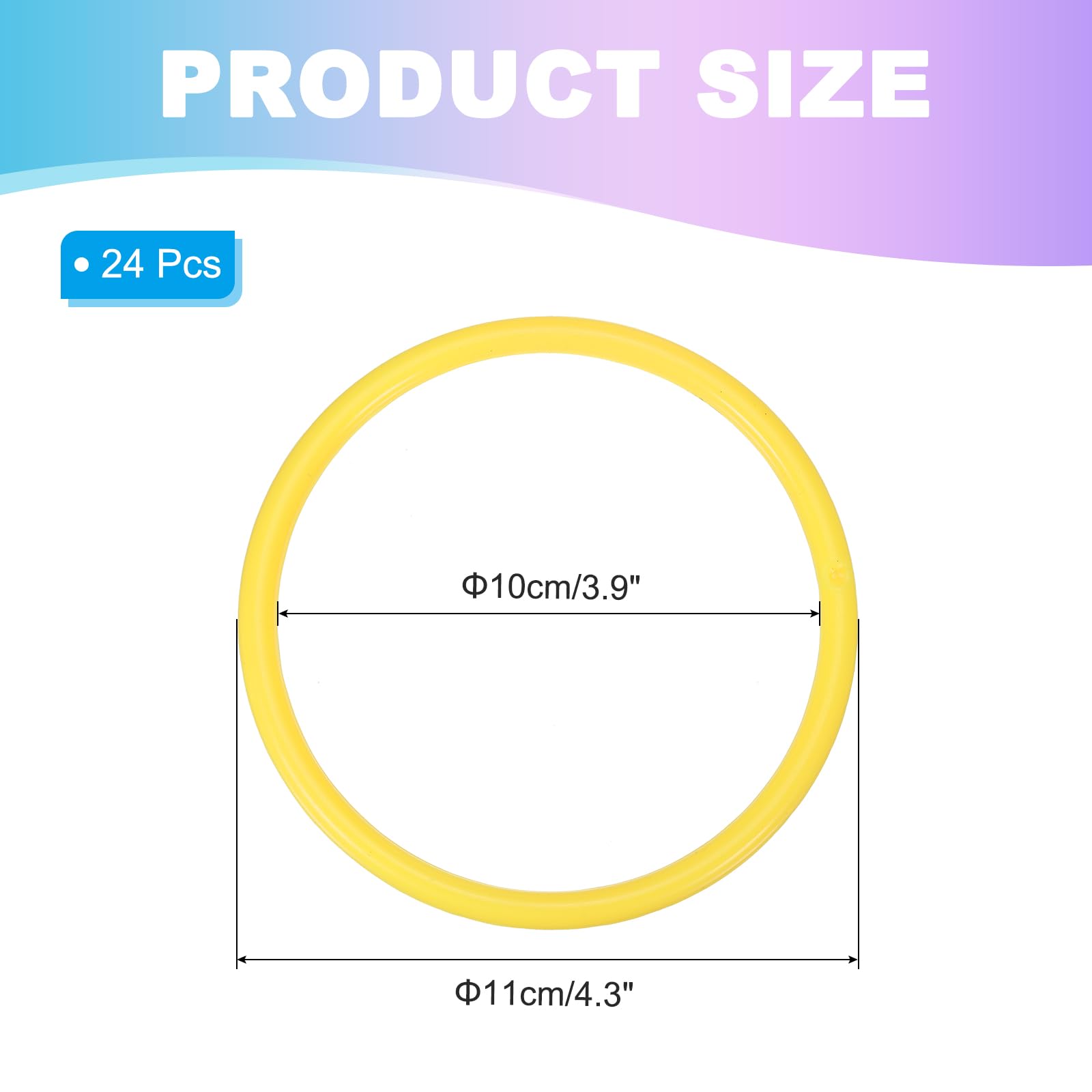 PATIKIL 4.3 Inch Plastic Ring-Toss Rings for Bottles 24 Pack Carnival Rings Plastic Hoops for Speed and Agility Practice Outdoor Party Favor - Image 2