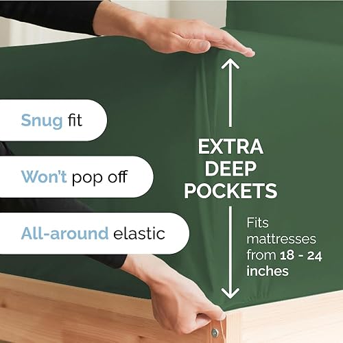 Miniatura 2 de Sábana bajera extra profunda tamaño matrimonial  Sábana bajera individual de lujo para hotel  Se adapta fácilmente a colchones de 18 a 24 pulgadas