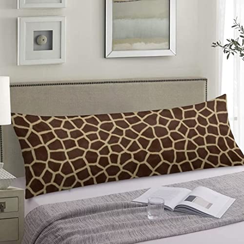 Giraffe Print Body Pillow Cover Wild Animal Spots Skin Pattern Adorable Soft Bed Pillows Decorative Brown Cushion Long Pillowcase With Zipper Farmhouse Rectangle Pillow Cases For Couch,Sofa 20"X54" #TOP2