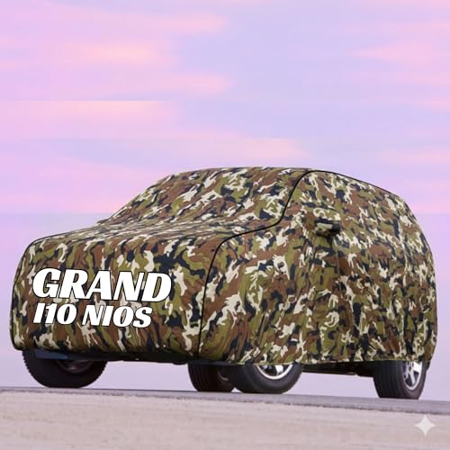 Image of Kayme UltraShield All Weather Premium Grand i10 Car Cover 6-Layer Waterproof Fabric, UV & Heat Reflective - Rain, Sun & Dust & Bird‐Dropping Resistant, Indoor /Outdoor Full Body Protection - Jungle