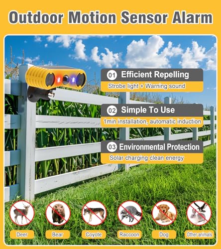 Chunhee SL18-2 Solar Motion Sensor Alarm Outdoor,Dog Barking Alarm Motion Activated,130Db Loud Noise Maker thumb #1