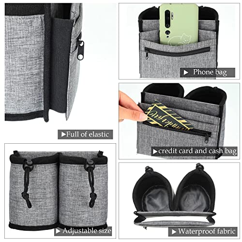 Image of Luggage Cup Holder Travel Essentials Cup Holder, Hands-Free Drink Holder with 2 Coffee Mugs Tightening Drawstring, Accessory for Flying & Travelers - Travel Luggage Accessories by YSCEN (Grey)