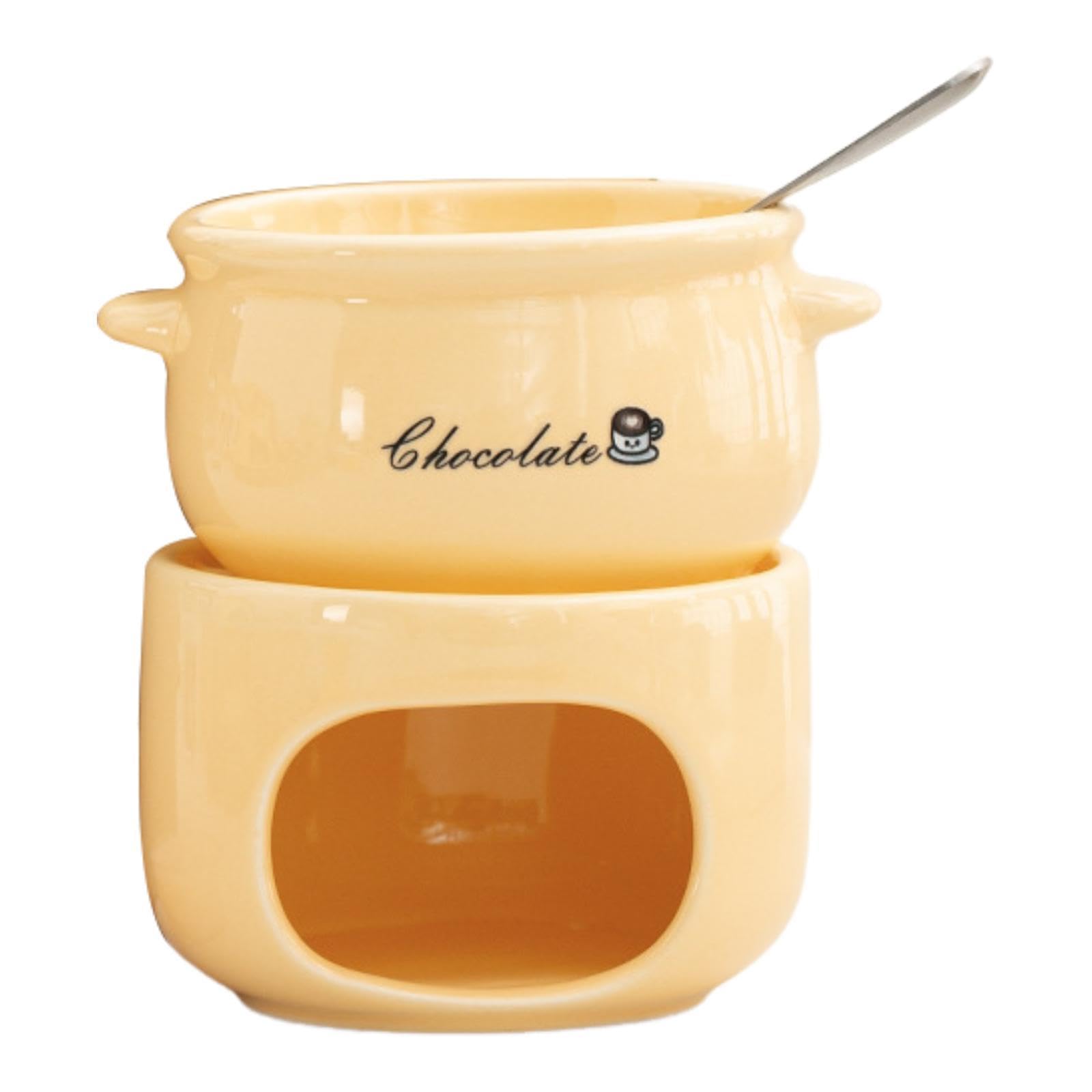 Ceramic Chocolate Melting Pot Ceramic Butter Warmer Set for Chocolate Butter Pink-image-45