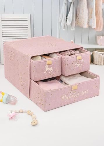 Mayaglory Anne Bebek 3'lü Çekmece Düzenleyici, Bebek Odası Düzenleyici, Pembe Renk