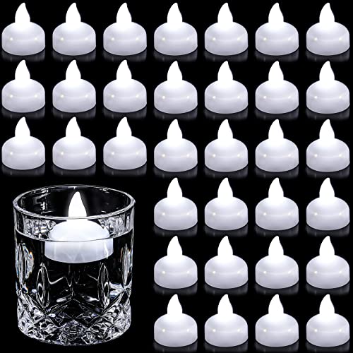 Image of Honoson 36 Pack 1.6 inch Flameless Led Floating Candles Waterproof Tealights Battery Operated Flickering Floating Candles for Wedding Centerpieces Pool Bath Party Anniversary Spa Home Decor(White Light)