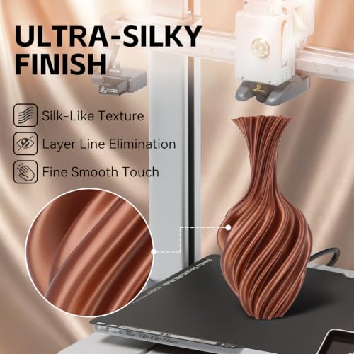 Image of Kingroon Silk Copper PLA 3D Printer Filament 1.75mm, Dimensional Accuracy + /- 0.03 mm, 1 kg Spool(2.2lbs) PLA Shiny Filament-(Copper)