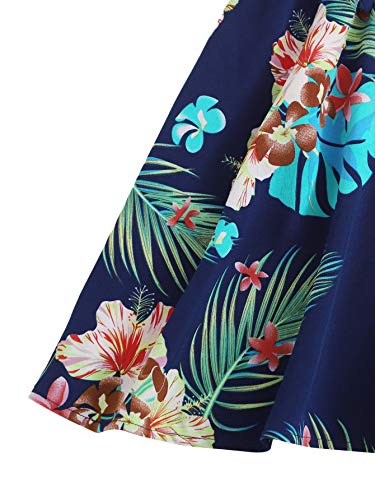 OYOANGLE Girl's Casual Boho Floral Print Sleeveless A-Line Swing Cami Hawaiian Dress Sundress4