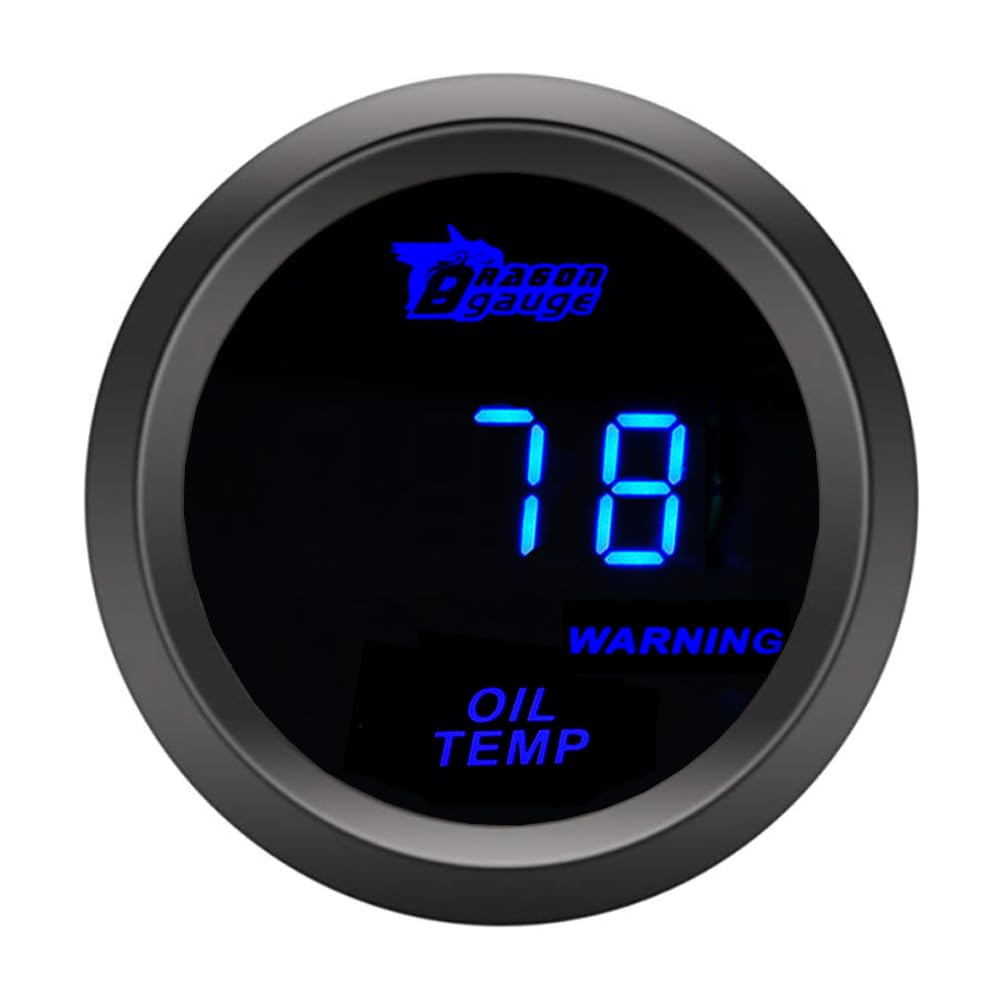 ETOPARS Universale Manometro Olio Temperatura 2 Pollici 52mm Digitale Indicatore Blu