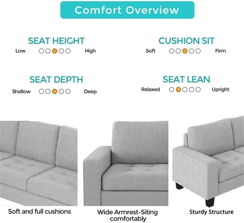 Sectional Corner Sofa L-Shape Couch Space Saving with Storage Ottoman Cup Holders Design for Large Dorm Apartment