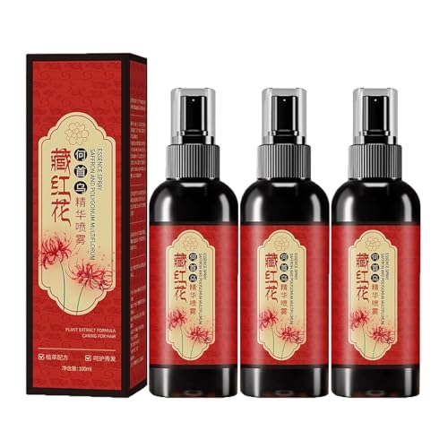 Spray per capelli allo zafferano, spray per capelli allo zafferano, spray naturale per capelli grigi e neri, secchezza e crespo, lascia i capelli lucidi e brillanti, per tutti i tipi di capelli (3pcs)