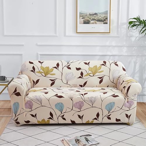 Image of Universal 3 Seater Sofa Cover with Elasticity, Protective, Stretchable, Spandex & Polyester Sofa Slipcover (3 Seater, 185cm * 230cm) (Brown Leaf)
