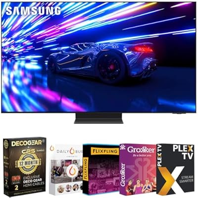 Samsung S95D 77 inch HDR OLED Smart TV (2024) Bundle with Movies Streaming + Deco Gear 2X 4K HDMI 2.0 Cable w/Pure Copper Conductors & CPS Exclusive 12 Month Protection Pack Bundle (BEACH-CPS-265000)