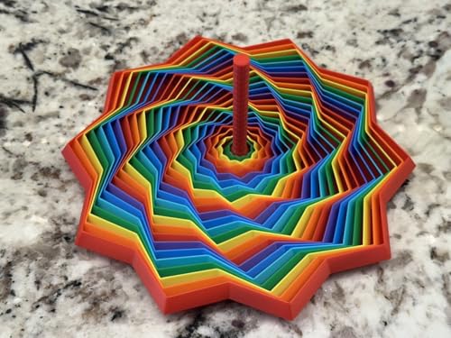 Image of Expanded Sensory Fidget Star with Handle - Visually Captivating and Satisfyingly Noisy! (True Rainbow, Large)