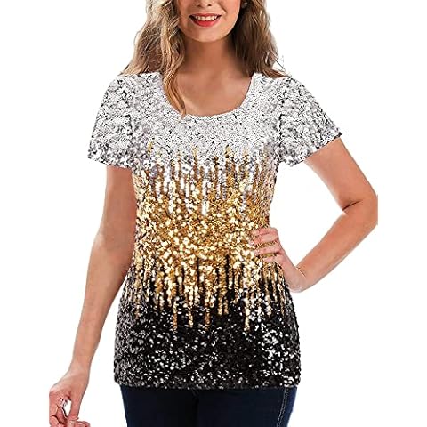 Camiseta de Lentejuelas Williamhua para Mujer Cover