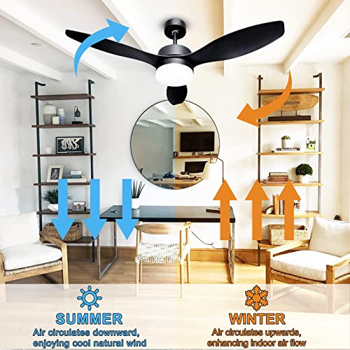 Ohniyou 52'' Ceiling Fan With Lights Remote Control,Outdoor Ceiling Fans For Patio With Light,Black Ceiling Fan Light For Bedroom Kitchen Nursery Conference #TOP3
