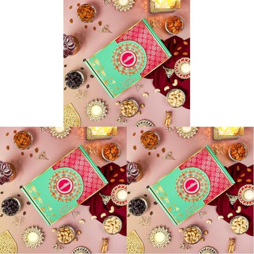 Image of Amazon Brand - Vedaka Premium Dry Fruits Gift Box | 1 Kg | 200 Gram Each -Almonds, Cashews, Raisins, Pistachios & Cranberries (Pack of 3)