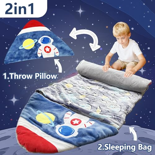 Image of Kids Sleeping Bag, Large Unicorn Slumber Bag for Girls Boys, Portable Nap Mat, Preschool Daycare Kindergarten Birthday Gift 3-12 Yr Child