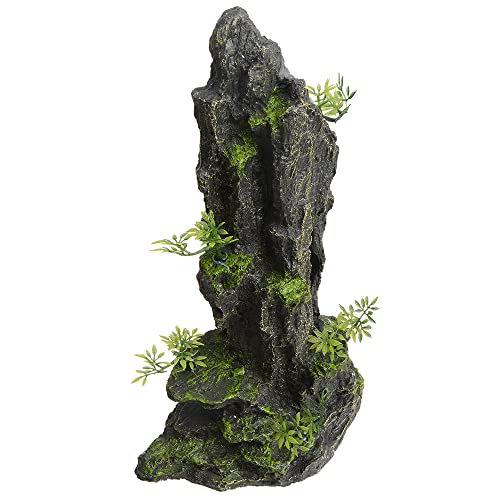 Penck Aquarium Mountain Decoration Rock Hiding Cave Fish Tank Decor Resin Stone Aquarium Ornament Accessories Landscape With Small Artificial Plants #TOP4
