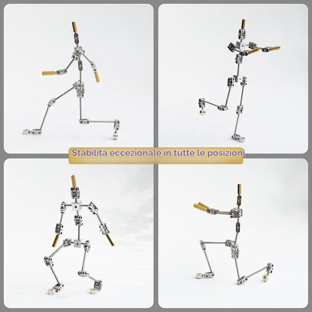 Kit armatura Stop Motion – Pupazzi in metallo fai da te scheletro con braccio, facile da montare, design animato dei, Claymatio per Stop Motion