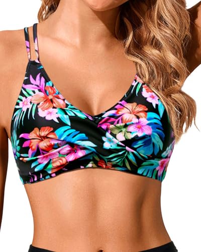 Image of Holipick Twist Front Bikini Tops for Women - Push Up Bathing Suit Top Padded Swimsuit Top