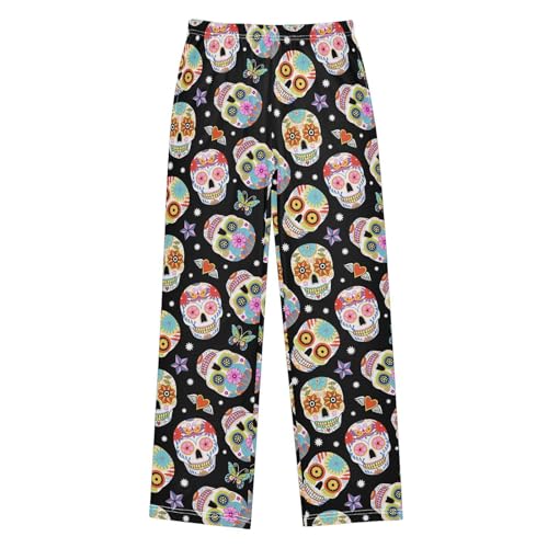Skull Butterfly Love Boys Long Pants Soft Trousers Elastic Waist Kids Lounge Bottoms with Pockets S-XL