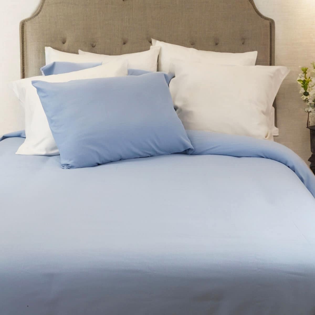 Bettlaken, Baumwolle, 57 Fäden, Molton, Flanell, Toudoux, Blau, 240 x 290 cm