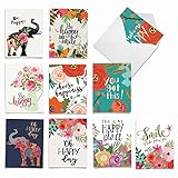 INSIDE GREETING: The inside is ungreeted, making this perfect for your customized thinking of you, miss you, just because notes, for any time and for all occasions! SIZE - Bulk gift box set of 10 beautiful assorted blank All Occasions note cards & en...