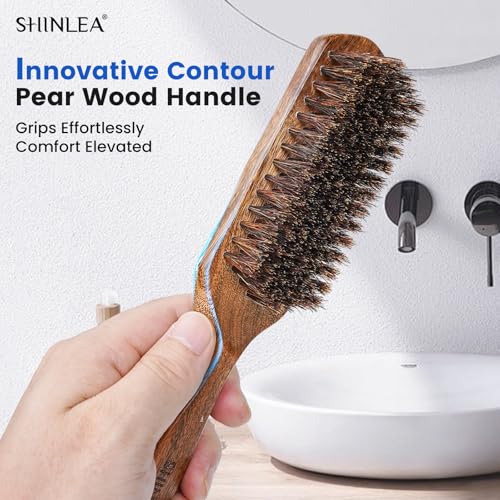 Boar Bristle Hair Brush for Men, Beard Brush with Wooden Handle for Beards Mustaches Grooming, and Soften Facial Hair, Slick Back Hair Brush for Thick & Fine Hair, Great Gift - Image 5