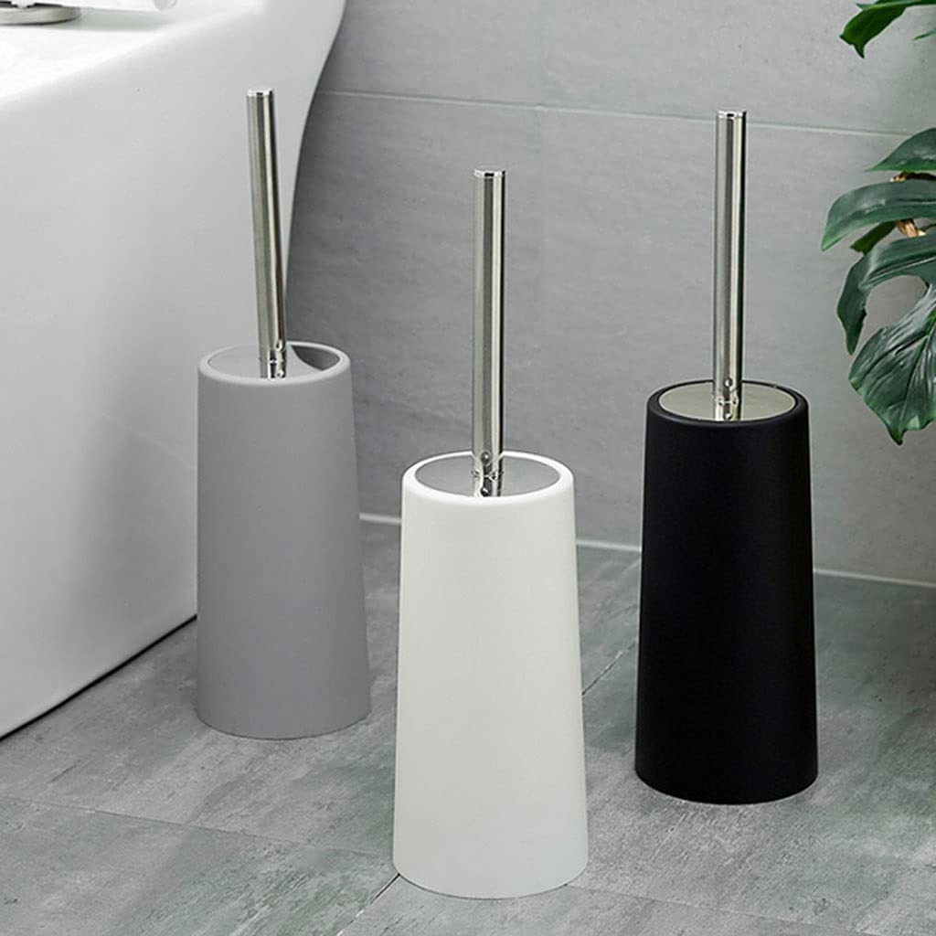 Cepillo limpiador de inodoro y soporte, juego de soporte para cepillo de inodoro de baño con tapa de acero inoxidable, kit de limpieza para cepillo de inodoro para baño (C) (A)