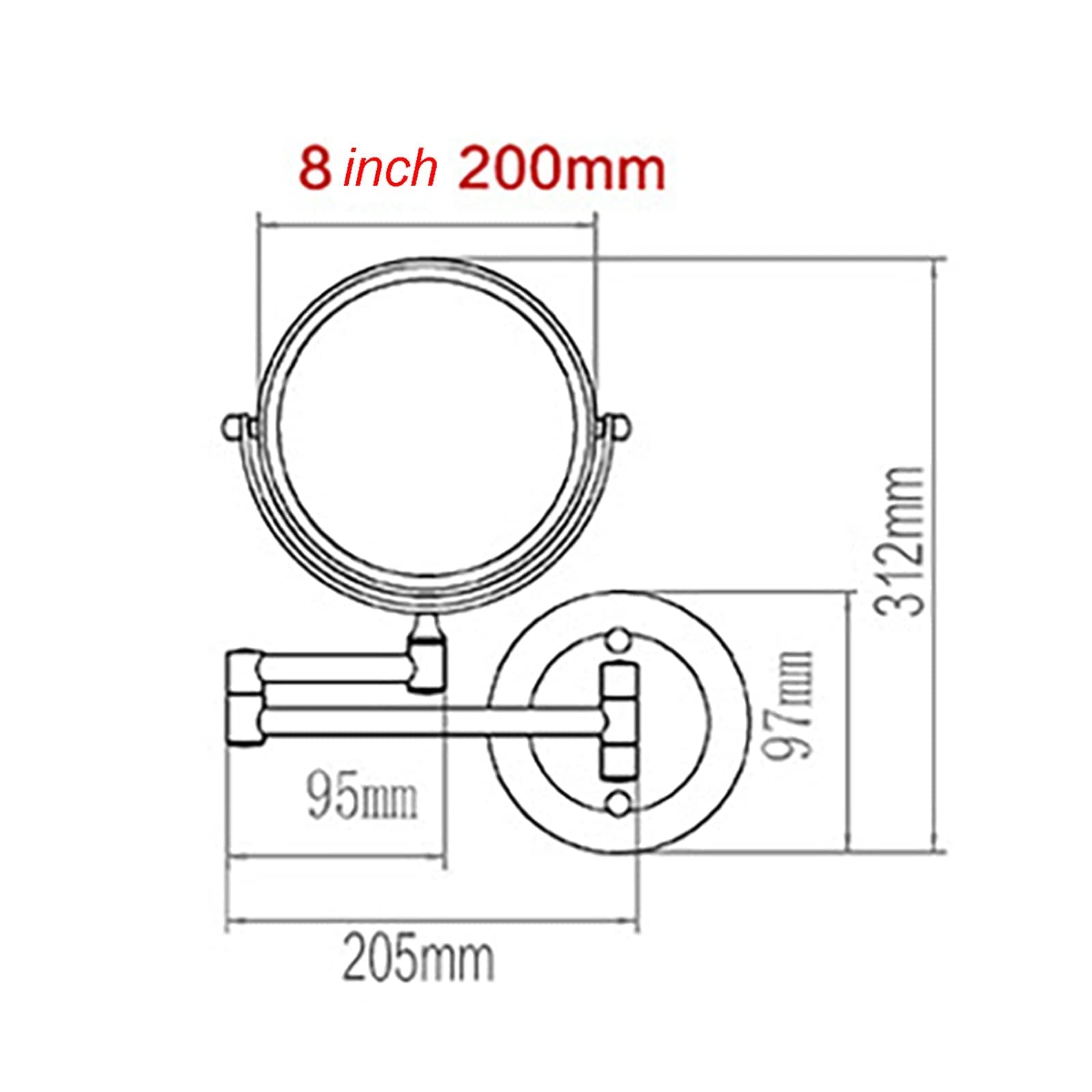 Specchio da Bagno Domestico, Specchio da Parete, Specchio cosmetico bifacciale, Specchio ingranditore per Trucco, Ingrandimento 10X, Specchio per Trucco da Parete, Specchio Pieghevole, Rotaz
