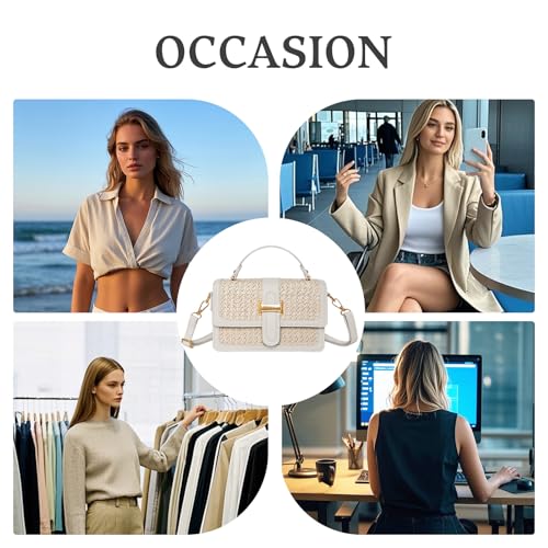 Image of Straw Crossbody Bags for Women Summer Straw Clutch Bag Woven Beach Purse Vacation Handbags | Straw