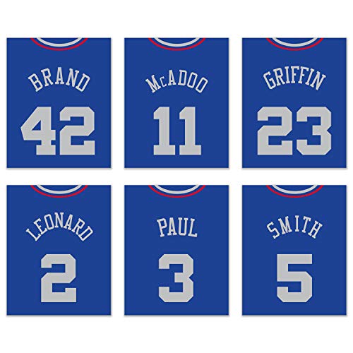 TnT Prints Los Angeles Clippers Poster, Los Angeles Clippers Wall Decor, Los Angeles Clippers Prints, Basketball Poster, NBA Posters, LA Clippers Poster, LA Clippers Decor Set of 6 (8x10) - Unframed