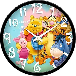 Clarco Animal Theme Analogue Round Plastic Wall Clock with Glass for Home/Living Room/Bedroom/Kitchen/Kids Room/Office (12 x 12 Inch)(WL_1031L)
