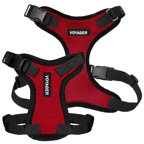 Image of Voyager Step-in Pet Harness - All Weather Mesh, Adjustable Step in Harness for Cats and Dogs by Best Pet Supplies - Red /Black Trim, XL