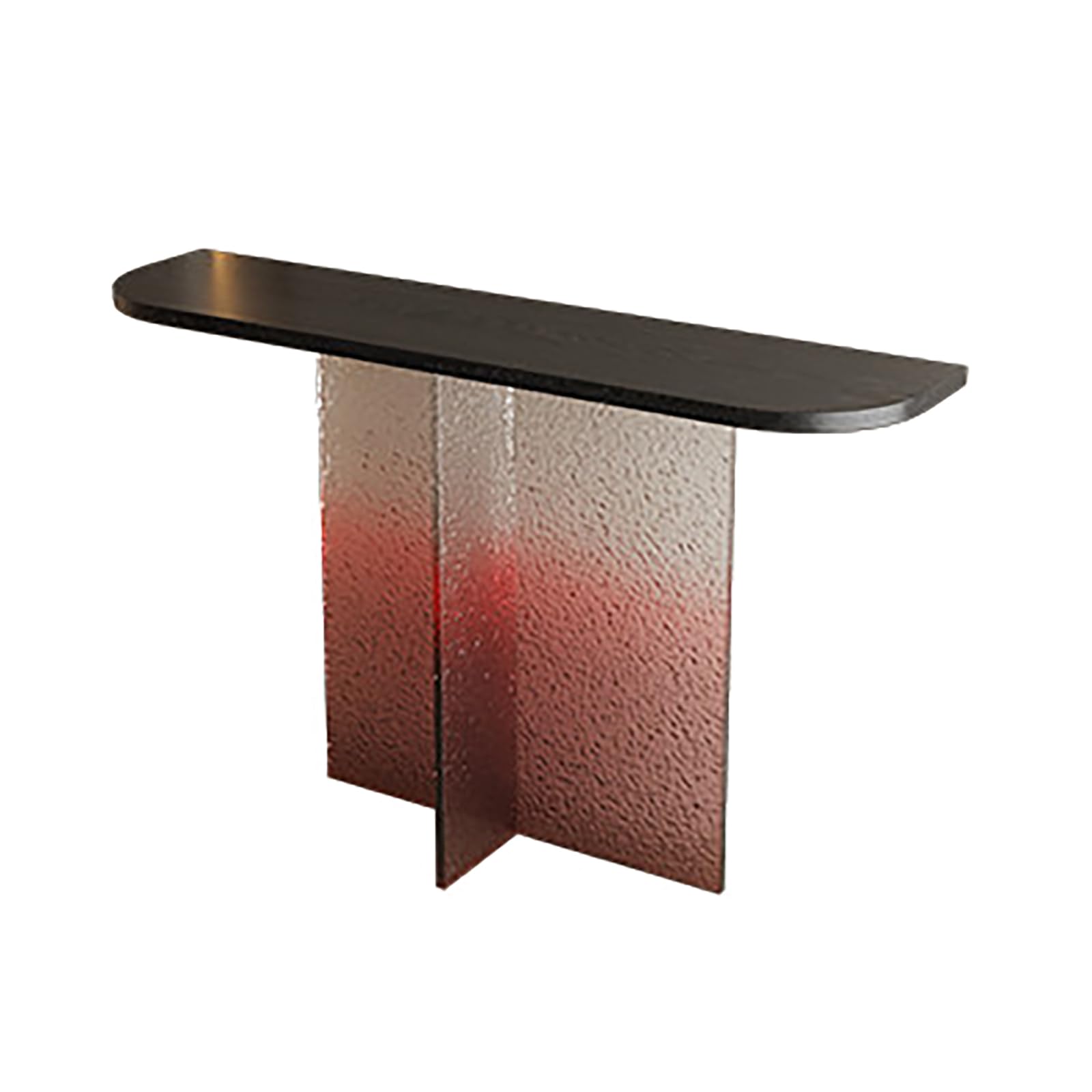 Mesa consola de acrílico degradado con sobre de madera maciza natural y moderna