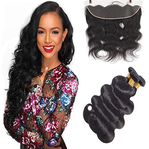 Brazilian Virgin Hair 3 Bundles with Closure Unprocessed Body Wave Human Hair Bundles with Lace Closure Free Part 14 16 18 with 14 Closure (14 16 18+14)