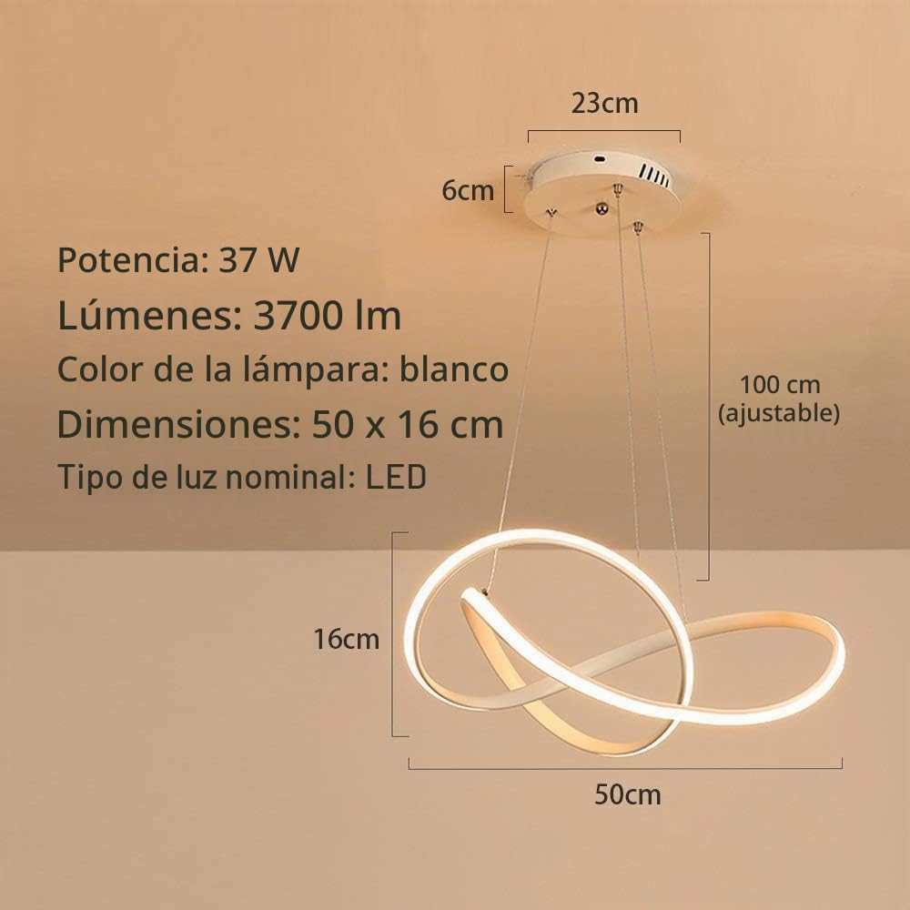 Arcadia Lampara Techo Colgante Moderna LED con Luz Cálida y Fría Regulable, Mando a Distancia y App para Móvil - Lampara para Dormitorio, Salón, Cocina y Habitación Infantil - 3500LM 50Cm [Clase F]