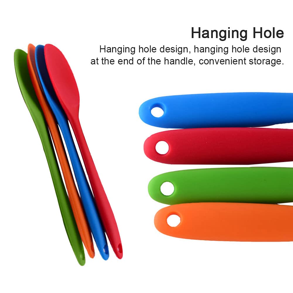 Pack 4 Colores Mezclar 4 Cucharas Silicona De Colores - Utensilios Cocina Antiadherentes | Resistente Al Calor Para Mezclar Y Hornear Cucharas Pequeñas