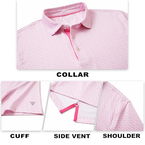 Image of M MAELREG Mens Golf Shirt Short Sleeve Dry Fit Print Moisture Wicking Performance Patterns Collared Polo Shirt