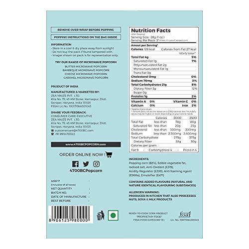 Image of 4700BC Popcorn, Microwave Bags, Natural Healthy, 255g,(Pack of 9)