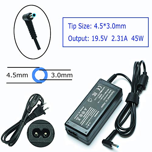 19.5V 2.31A 45W AC Laptop Charger for HP Laptop Pavilion x360 15-f272wm 15-f305dx