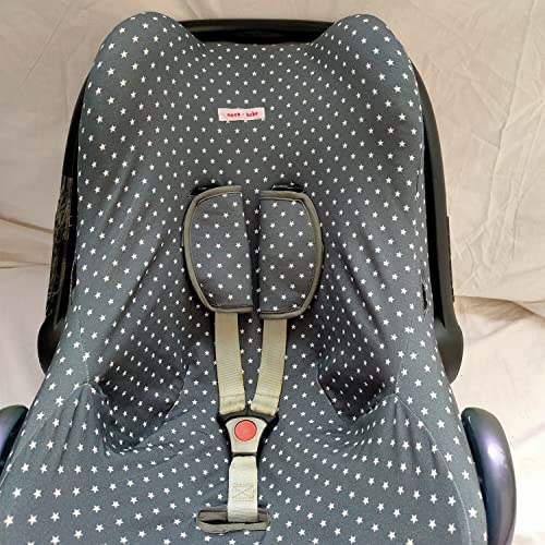 moon-bebe Funda de algudon Universal Compatible con Maxi Cosi,Baby Comfort Pebble Cabriofix, City, Streety Fix, Jané Koss, Be Cool (Gris)