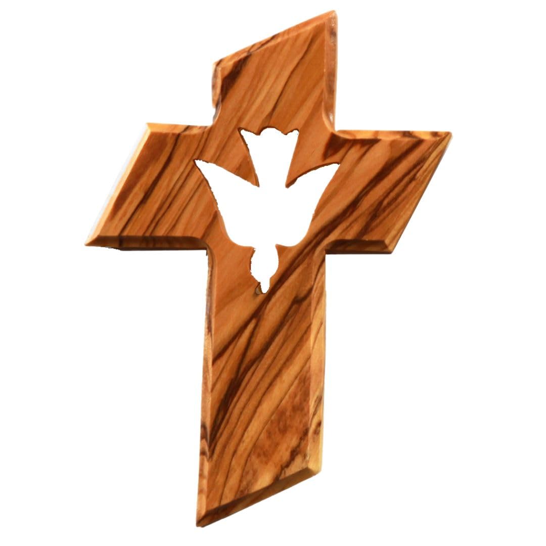 Kassis Geschenkartikel Boys Holy Spirit Without Engraving Kassis Olive Wood Hanging Cross (Holy Spirit) – Handmade Wall Cross From Bethlehem – Religious Gift,Wall Decor For Christening, First Communion, Confirmation, Wedding, Housewarming