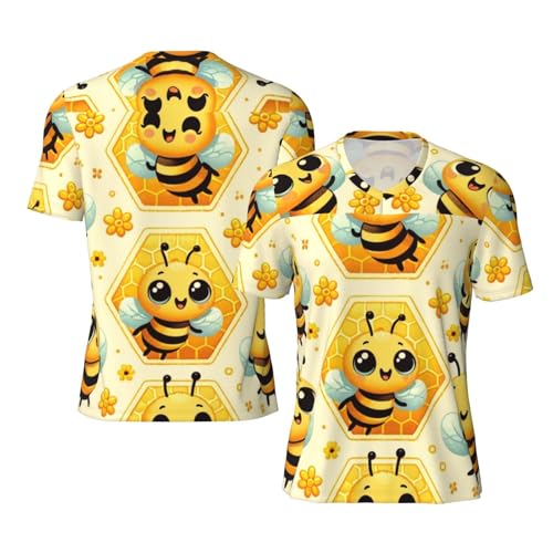 Stylish Athletic Sports Jersey Cartoon-Bee-Honeycomb Men's Rugby Jersey 4X-Large Black