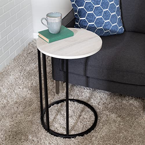 Honey-Can-Do Round C End Table, Natural Tbl-09246 Black #TOP9